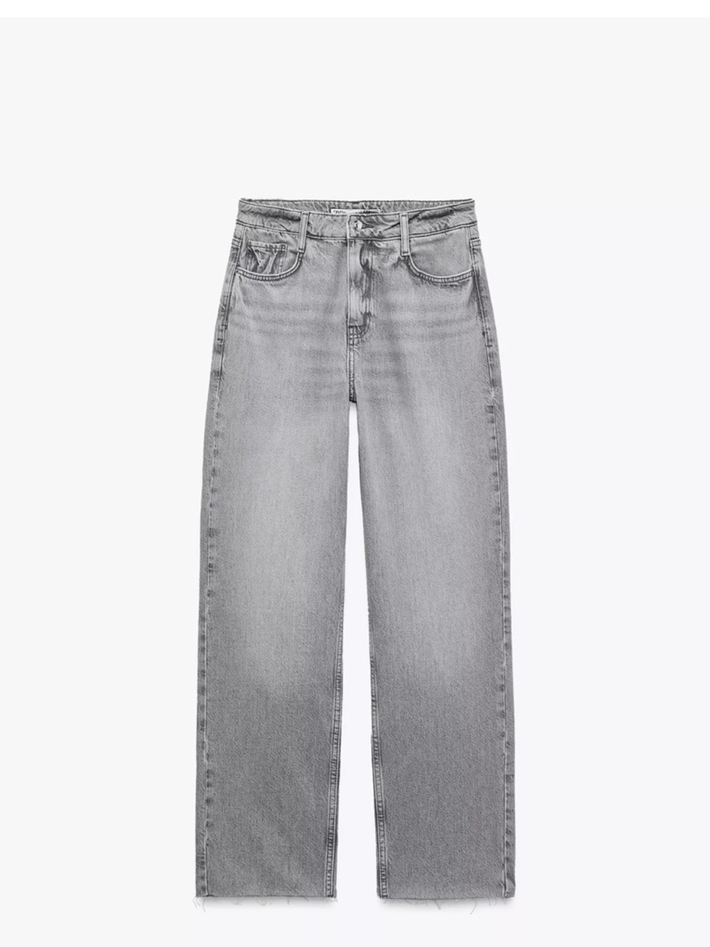 Zara High-Rise Wide-Leg Jeans in Light Grey